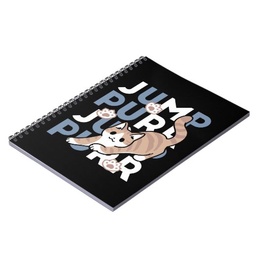 Jump Spint Jump: speels kattenontwerp met leuke ku Notitieboek (Linkerzijde)