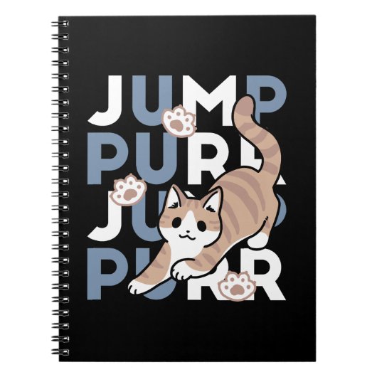 Jump Spint Jump: speels kattenontwerp met leuke ku Notitieboek (Voorkant)