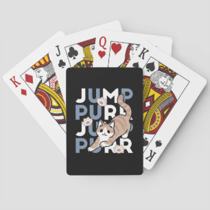 Jump Spint Jump: speels kattenontwerp met leuke ku Pokerkaarten