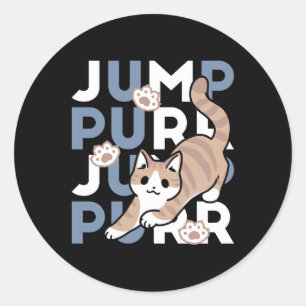 Jump Spint Jump: speels kattenontwerp met leuke ku Ronde Sticker