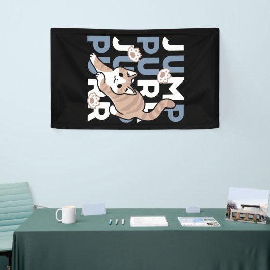 Jump Spint Jump: speels kattenontwerp met leuke ku Spandoek (Beurs)
