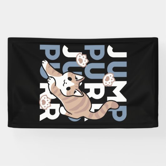 Jump Spint Jump: speels kattenontwerp met leuke ku Spandoek (Horizontaal)