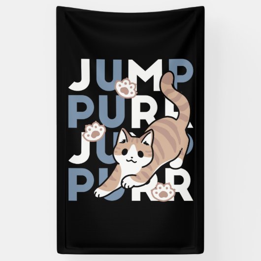 Jump Spint Jump: speels kattenontwerp met leuke ku Spandoek (Verticaal)