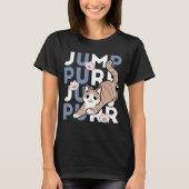 Jump Spint Jump: speels kattenontwerp met leuke ku T-shirt (Voorkant)