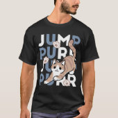 Jump Spint Jump: speels kattenontwerp met leuke ku T-shirt (Voorkant)