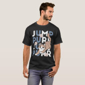 Jump Spint Jump: speels kattenontwerp met leuke ku T-shirt (Voorkant volledig)