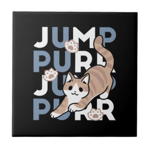 Jump Spint Jump: speels kattenontwerp met leuke ku Tegeltje
