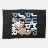 Jump Spint Jump: speels kattenontwerp met leuke ku Theedoek (Horizontaal)