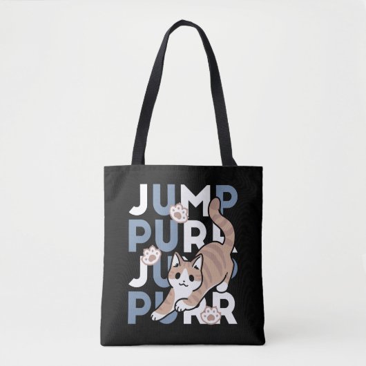 Jump Spint Jump: speels kattenontwerp met leuke ku Tote Bag (Voorkant)