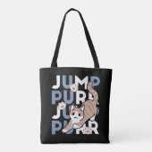 Jump Spint Jump: speels kattenontwerp met leuke ku Tote Bag (Achterkant)