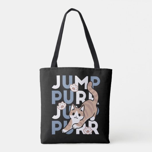 Jump Spint Jump: speels kattenontwerp met leuke ku Tote Bag (Achterkant)
