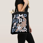 Jump Spint Jump: speels kattenontwerp met leuke ku Tote Bag (Dichtbij)