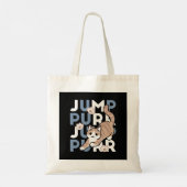 Jump Spint Jump: speels kattenontwerp met leuke ku Tote Bag (Achterkant)