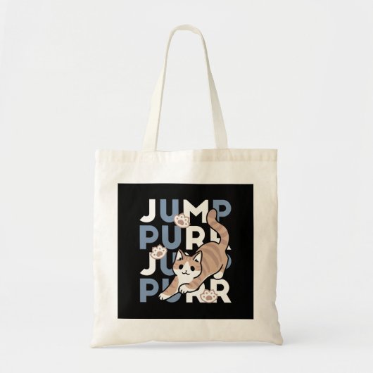 Jump Spint Jump: speels kattenontwerp met leuke ku Tote Bag (Voorkant)