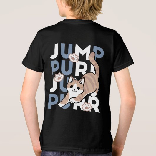 Jump Spint Jump: speels kattenontwerp met leuke ku Tri-Blend Shirt (Achterkant)