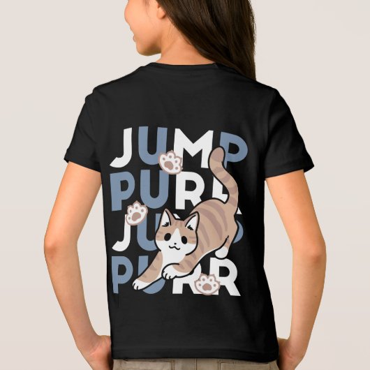 Jump Spint Jump: speels kattenontwerp met leuke ku Tri-Blend Shirt (Achterkant)
