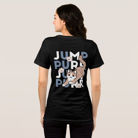 Jump Spint Jump: speels kattenontwerp met leuke ku Tri-Blend Shirt (Achterkant volledig)