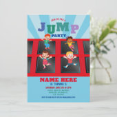 Jump Trampoline Birthday Blue Boys Kaart (Staand voorkant)