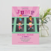 Jump Trampoline Birthday Girls Pink uitnodiging (Staand voorkant)