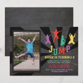Jump Trampoline Birthday Party Photo nodigt uit Kaart (Voorkant / Achterkant)