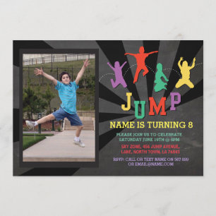 Jump Trampoline Birthday Party Photo nodigt uit Kaart