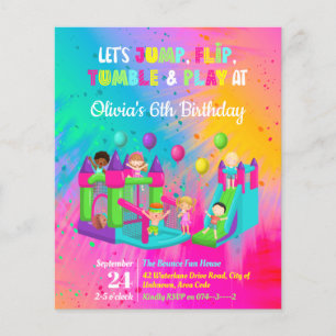 Jump Trampoline Bounce House Kind Birthday Invite