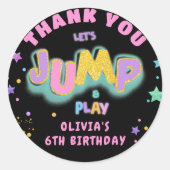 Jump Trampoline Jump Spelen Verjaardag Dank u Ronde Sticker (Voorkant)