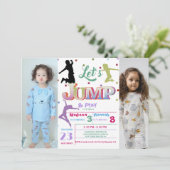 Jump Trampoline Kleurrijke Dubbele verjaardagsfees Kaart (Staand voorkant)