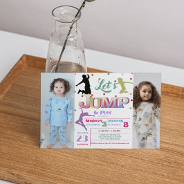 Jump Trampoline Kleurrijke Dubbele verjaardagsfees Kaart