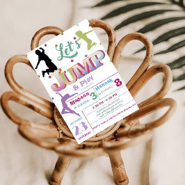 Jump Trampoline Kleurrijke Dubbele verjaardagsfees Kaart