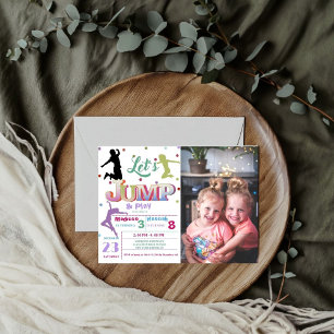 Jump Trampoline Kleurrijke Dubbele verjaardagsfees Kaart