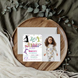 Jump Trampoline Kleurrijke Foto meisje verjaardags Kaart