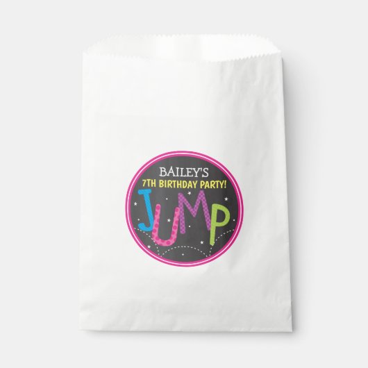 Jump Trampoline Meisje Verjaardagsfeestje Neon Kri Bedankzakje (Voorkant)