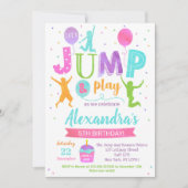 Jump Trampoline Park Birthday Invitation Girl Kaart (Voorkant)