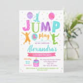 Jump Trampoline Park Birthday Invitation Girl Kaart (Staand voorkant)