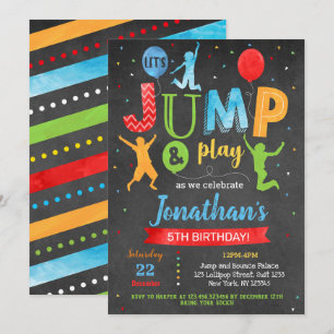 Jump Trampoline Park Birthday Invitations Kaart