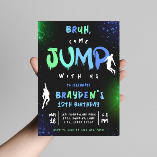 Jump Trampoline Park Graffiti Verjaardag uitnodigi Kaart