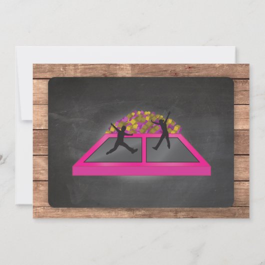 Jump Trampoline Roze Meisje Verjaardag Uitnodigen Kaart (Achterkant)