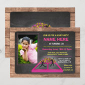 Jump Trampoline Roze Meisje Verjaardag Uitnodigen Kaart (Voorkant / Achterkant)