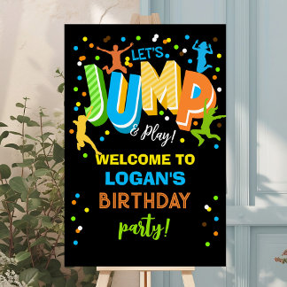 Jump Trampoline Verjaardag Welkom Teken Poster