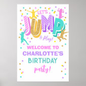 Jump Trampoline Verjaardag Welkom Teken Poster (Voorkant)