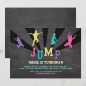 Jump Trampoline Verjaardagsfeest Blauwgroen Jongen Kaart (Voorkant / Achterkant)