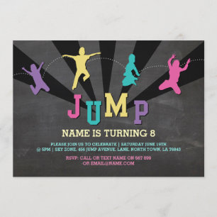 Jump Trampoline Verjaardagsfeest Blauwgroen Jongen Kaart