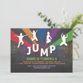 Jump Trampoline Verjaardagsfeest Jumping Uitnodigi Kaart (Staand voorkant)