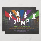 Jump Trampoline Verjaardagsfeest Jumping Uitnodigi Kaart (Voorkant / Achterkant)