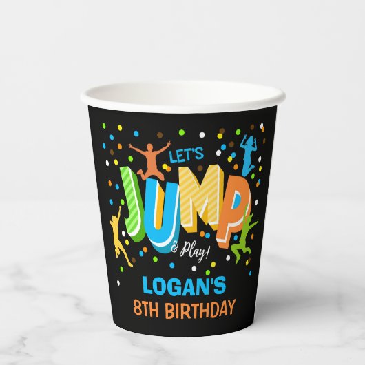 Jump Trampoline Verjaardagsfeest Papieren Cup Papieren Bekers (Achterkant)
