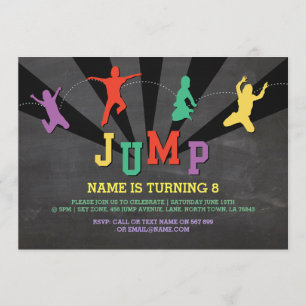 Jump Trampoline Verjaardagsfeest Rode Jongens Uitn Kaart