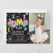 Jump Trampoline verjaardagsfeestje foto uitnodigin Kaart (Voorkant)