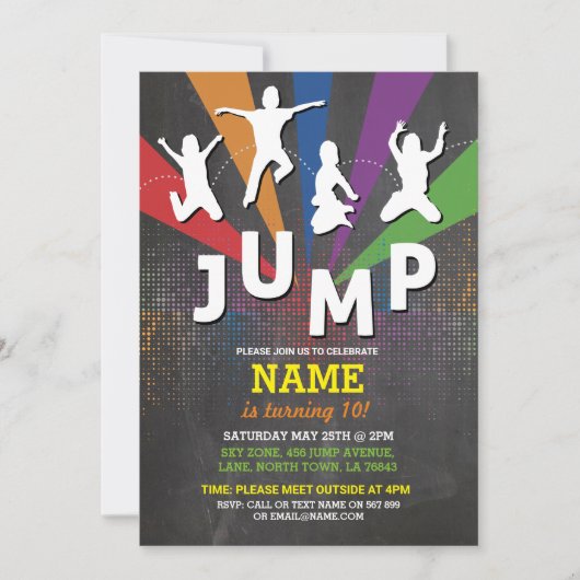 Jump Trampoline Verjaardagsfeestje Jongens Meisjes Kaart (Voorkant)
