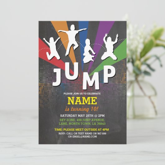 Jump Trampoline Verjaardagsfeestje Jongens Meisjes Kaart (Staand voorkant)